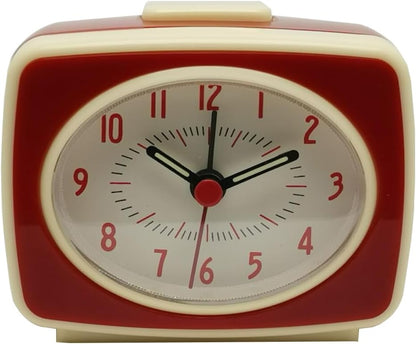 Red Small Alarm Clock Small Silent Quartz Movement Analogue Alarm Clock Vintage Classic Style Battery Powered