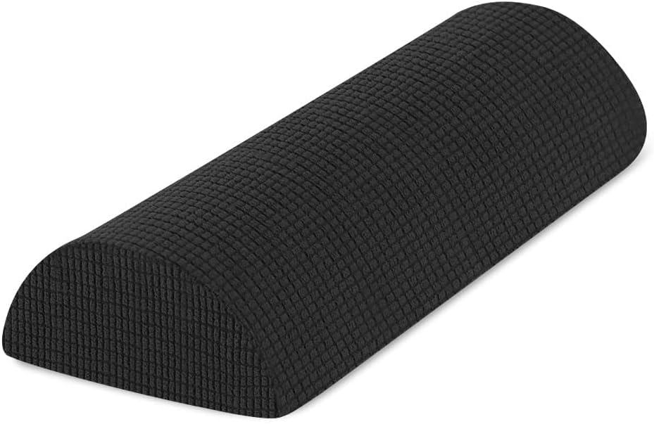 Half Moon Bolster Pillow with Straps, Knee Pillow for Back Sleeping, Under Knee Pillow for Sleeping, Relieves Pain in Legs and Knees, Machine Washable Cover, 24" X 10" X 4", Grey