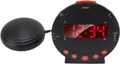 Extra Loud Vibrating Alarm Clock with Bed Shaker, 110 Decibels Red Flashing Light Clock for Heavy Sleepers and Hearing Impaired