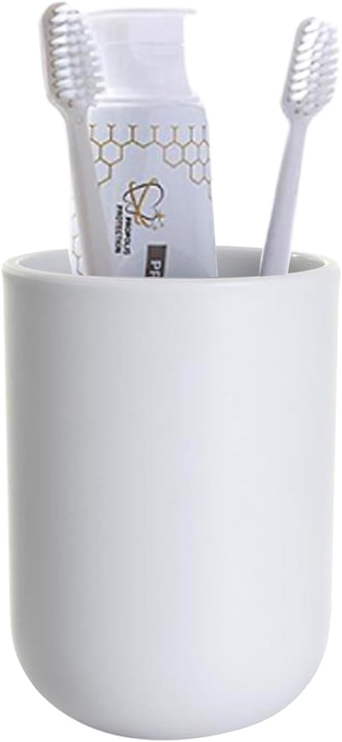 Toothbrush Cup, Bathroom Cup, Toothbrush Holder, Bathroom Tumbler, Plastic, 350ml (White)