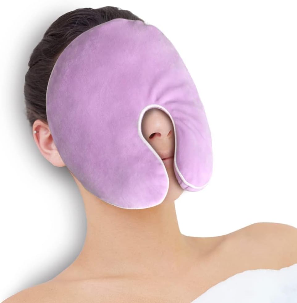 NEWGO Face Heating Mask, Moist Heat for Sinus & Migraine, Purple | Reusable and Easy to Use, Microwavable Warm Compress for Sinus Pressure, Migraine, and Tension Headache Relief