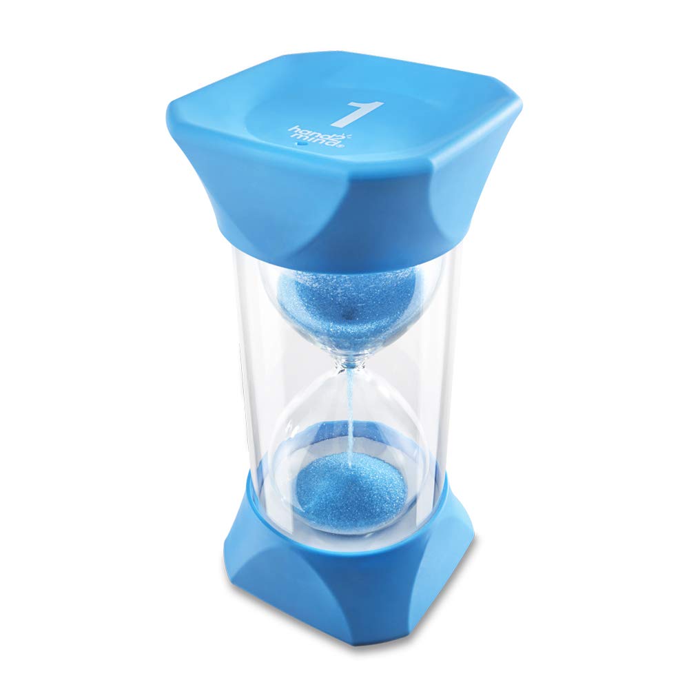 hand2mind Orange Jumbo Sand Timers, 5 Minute Sand Timer, Hourglass Sand Timer with Soft Rubber End Caps Offers Quiet Pausing, Classroom Sand Timers for Kids, Teeth Brushing and Game Timer (Set of 1)