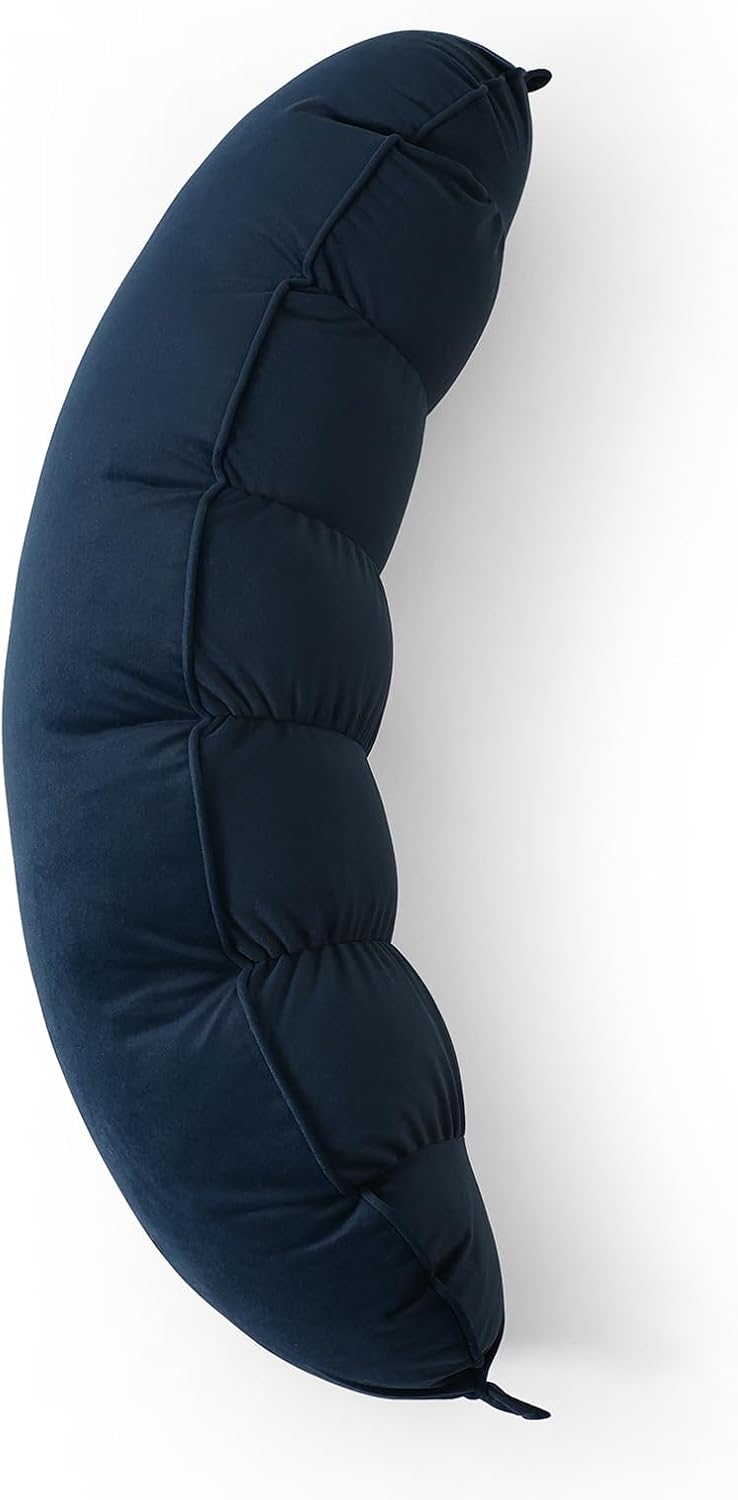 Peallow(Pat. Pend) – Long Round Body Pillow for Adults, Bolster Pillow for Sleeping, Soft and Supportive Pillow for Sleeping & Lumbar Support (Green-White, 29.5")