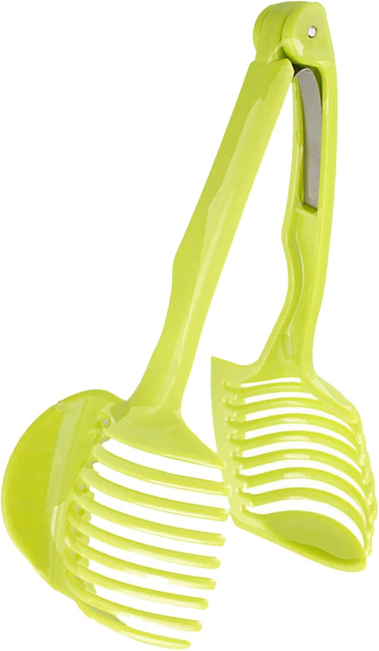 Jeanoko Tomato Cutting Holder, handheld slicing tool with PP material and curved handle for even slicing, Kitchen Cutting Aid, for tomatoes, lemons, onions, Standard Color, Compact Size, 1 Unit