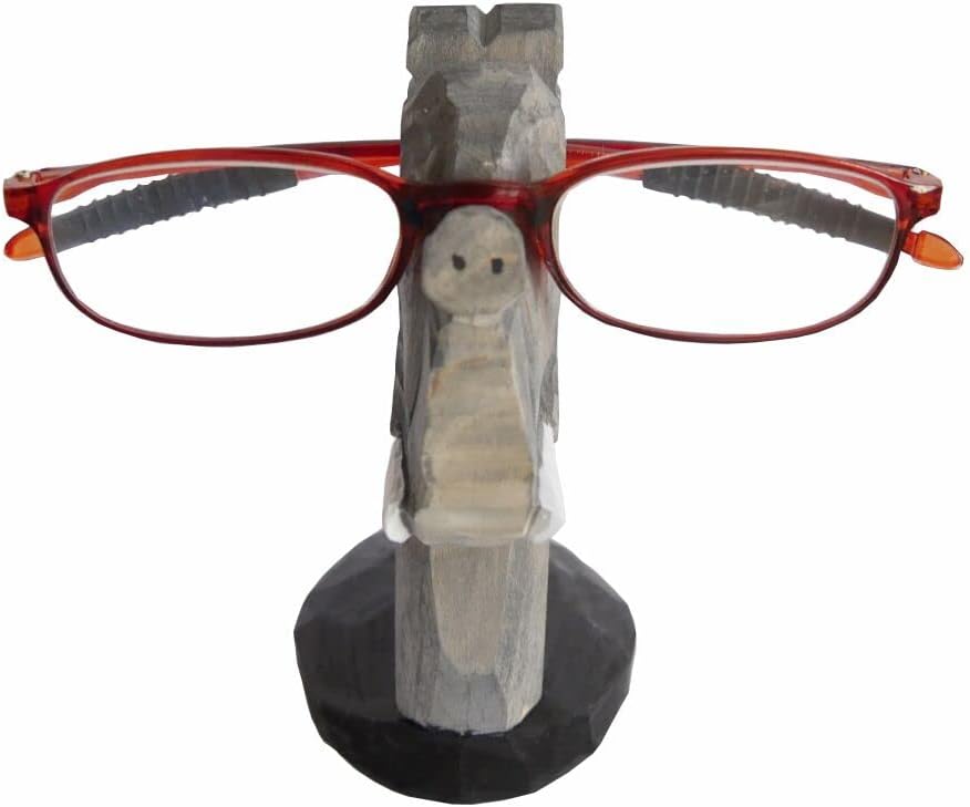 Red Dollar Handmade Wood Carved Animal Eyeglass Holder, Cute Sunglasses Display Stand, Nightstand Home Office Desk Decor, Christmas Holiday New Year Business Gift for Men Women Adults (Dog)
