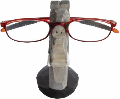 Red Dollar Handmade Wood Carved Animal Eyeglass Holder, Cute Sunglasses Display Stand, Nightstand Home Office Desk Decor, Christmas Holiday New Year Business Gift for Men Women Adults (Dog)