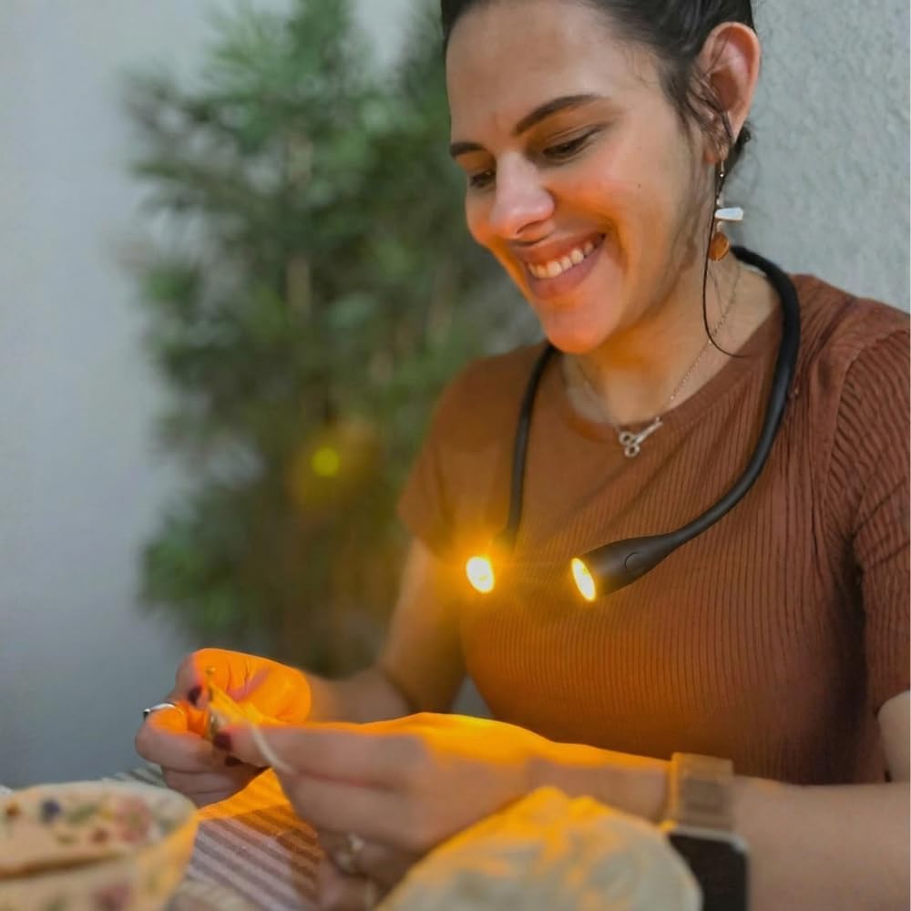 Lumos Knitting Light, Crafter Light Around Neck for Knitters and Crocheters, 3 Colors & Adjustable Brightness. Portable, Wearable, Rechargeable&Long Lasting (White)