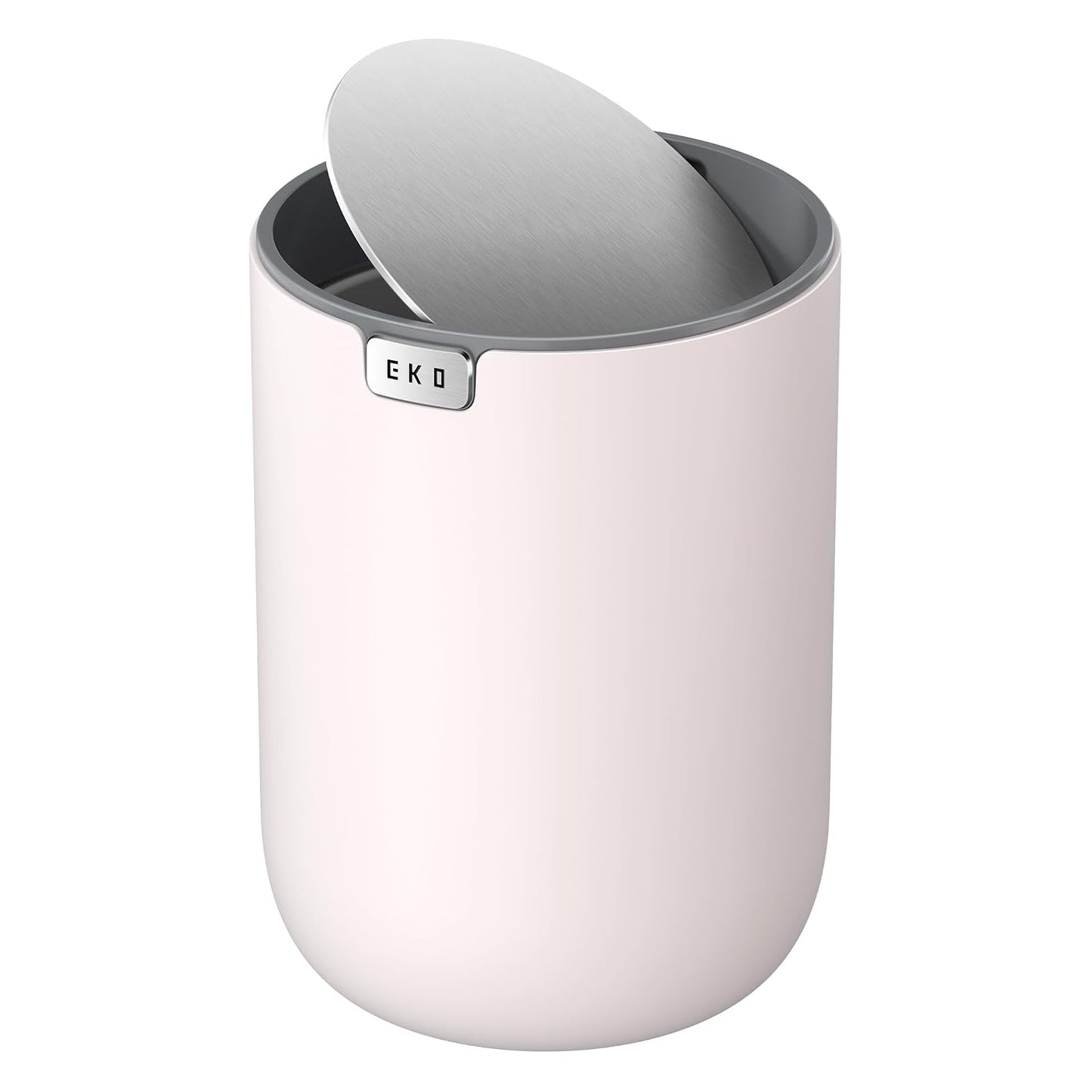 EKO Fandy 0.58 Gal/2.2L Mini Trash Can with Lid, Swing-Top Desktop Trash Can for Bathroom, Countertop, Vanity, Desk or Office, Small Garbage Bin (Blue)