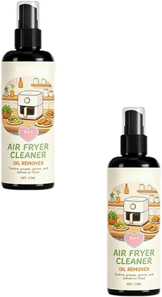 2 in 1 Air Fryer Cleaner & Degreaser Spray, Instantly Dissolves Baked-On Grease, Safe Non-Stick Coating No-Scratch Formula For Baskets, Racks & Trays (2)