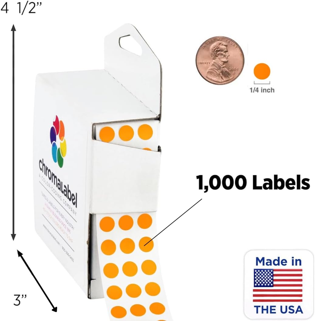 Dark Blue, Red & Yellow Dots, 1/4 Inch, 1000/Box Each Color | Writable Semi-Gloss Circle Labels in Dark Blue, Red and Yellow for Offices, Retail and Classrooms. Made in USA - Colors A