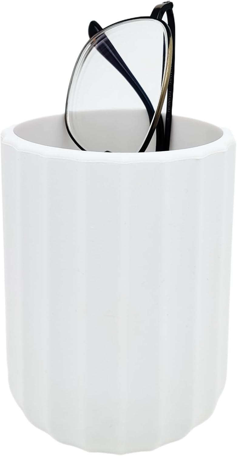 Eyeglass Holder for Nightstand, Silicone Eyeglass Stand for Desk, White | Upright Glasses Stand for Nightstand, Desk, and Bedside. Anti-scratch, Keeps Eyewear Organized and Within Easy Reach