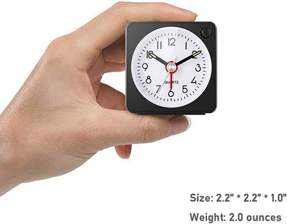 Travel Analog Alarm Clock, 2.25 inch, Ultra Small Clock with Snooze and Light Function, Super Silent Non Ticking, Battery Operated, Easy Setting