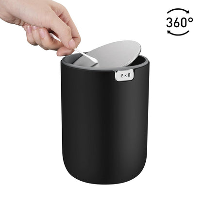 EKO Fandy 0.58 Gal/2.2L Mini Trash Can with Lid, Swing-Top Desktop Trash Can for Bathroom, Countertop, Vanity, Desk or Office, Small Garbage Bin (Blue)