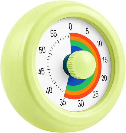 60 Minute Visual Timer with Silent Operation Visual Countdown Timer Rainbow Disk 60 Minute Countdown Timer Task Reminder Home and Kitchen Timer for Kids Desk, Office Meetings (Green)