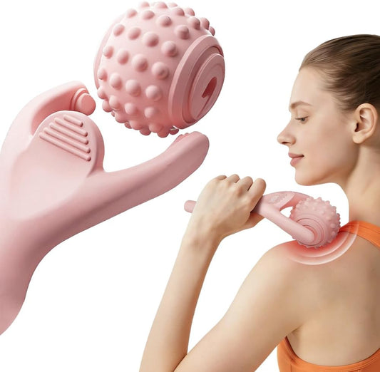 Ouliget Demountable Roller Massage Ball | 2 in 1 Ergonomic Handle, Muscle Roller Stick, Manual Massage Tools, Relief Neck Arm Back Leg Body Deep Release