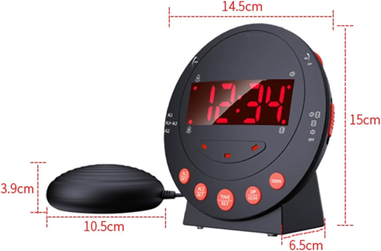 TARSHYRY Vibrating Alarm Clock with Bed Shaker LED Display Loud Volume Adjustable Brightness for Heavy Sleepers Deaf Hard of Hearing