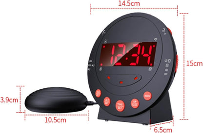 TARSHYRY Vibrating Alarm Clock with Bed Shaker LED Display Loud Volume Adjustable Brightness for Heavy Sleepers Deaf Hard of Hearing