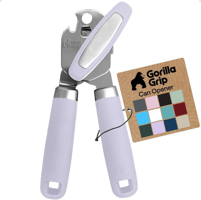 GORILLA GRIP Original Model Stainless Steel Smooth Edge Manual Can Opener and Bottle Openers, US Designed, Comfortable Handle, Oversized Handheld Turn Knob, Multifunctional Kitchen Tool, Gray