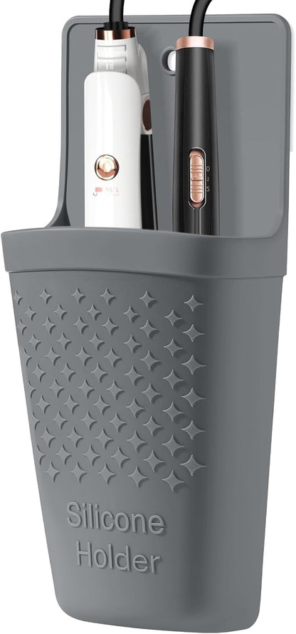 ZAKRA Curling Iron Holder,Heat Resistant Silicone Holder for Flat Iron,Hair Straightener,Hot Hair Tools,Vanity Accessories Organizer.(Grey)