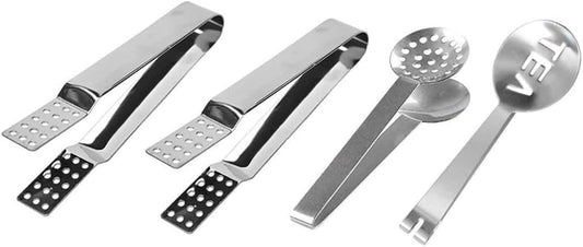 Stainless Steel Tea Bag Squeezer,4PCS Tea Bags Strainer Clip,Teabag Filters Tong Clamp Holder for Loosing Leaf, Gripping Ice Cube, Sugar (Silver)