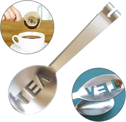 Tea Bag Squeezer, 2PCS Stainless Steel Tea Bag Spoon, Teabag Tong Strainer Holder for Loosing Leaf, Gripping Ice Cube, Sugar (Silver)
