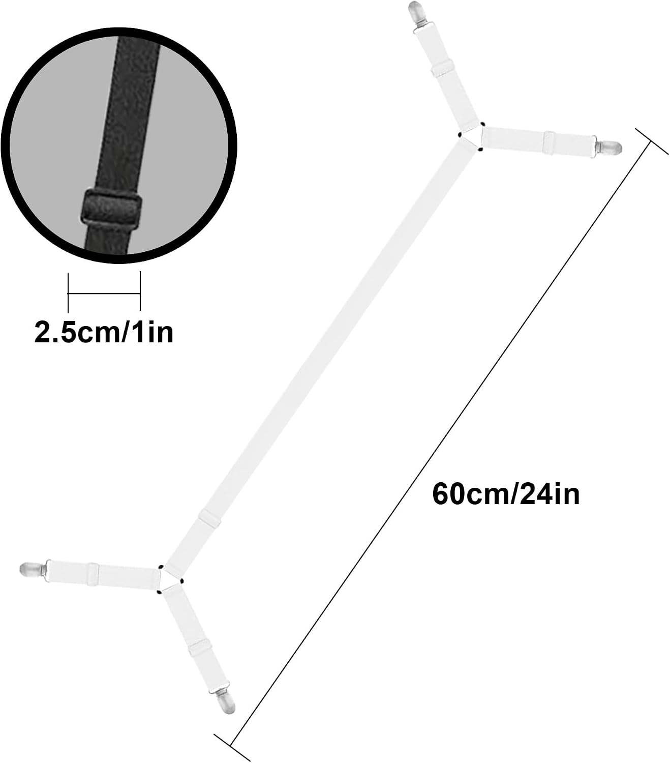 Bed Sheet Holder Straps,Sheet Straps Adjustable Bed Sheet Clips Fasteners Keep Sheets Stays in Place,White 2Pcs/Set