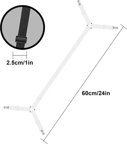 Bed Sheet Holder Straps,Sheet Straps Adjustable Bed Sheet Clips Fasteners Keep Sheets Stays in Place,White 2Pcs/Set