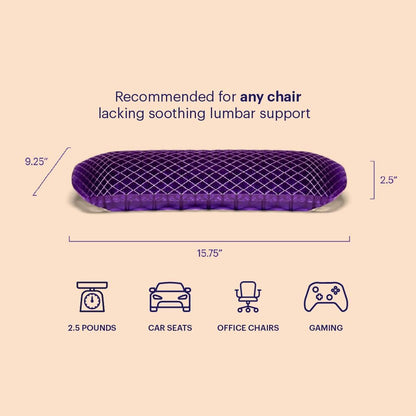 Purple Back Cushion, Lumbar Support Pillow for Office Chair, Car Seat