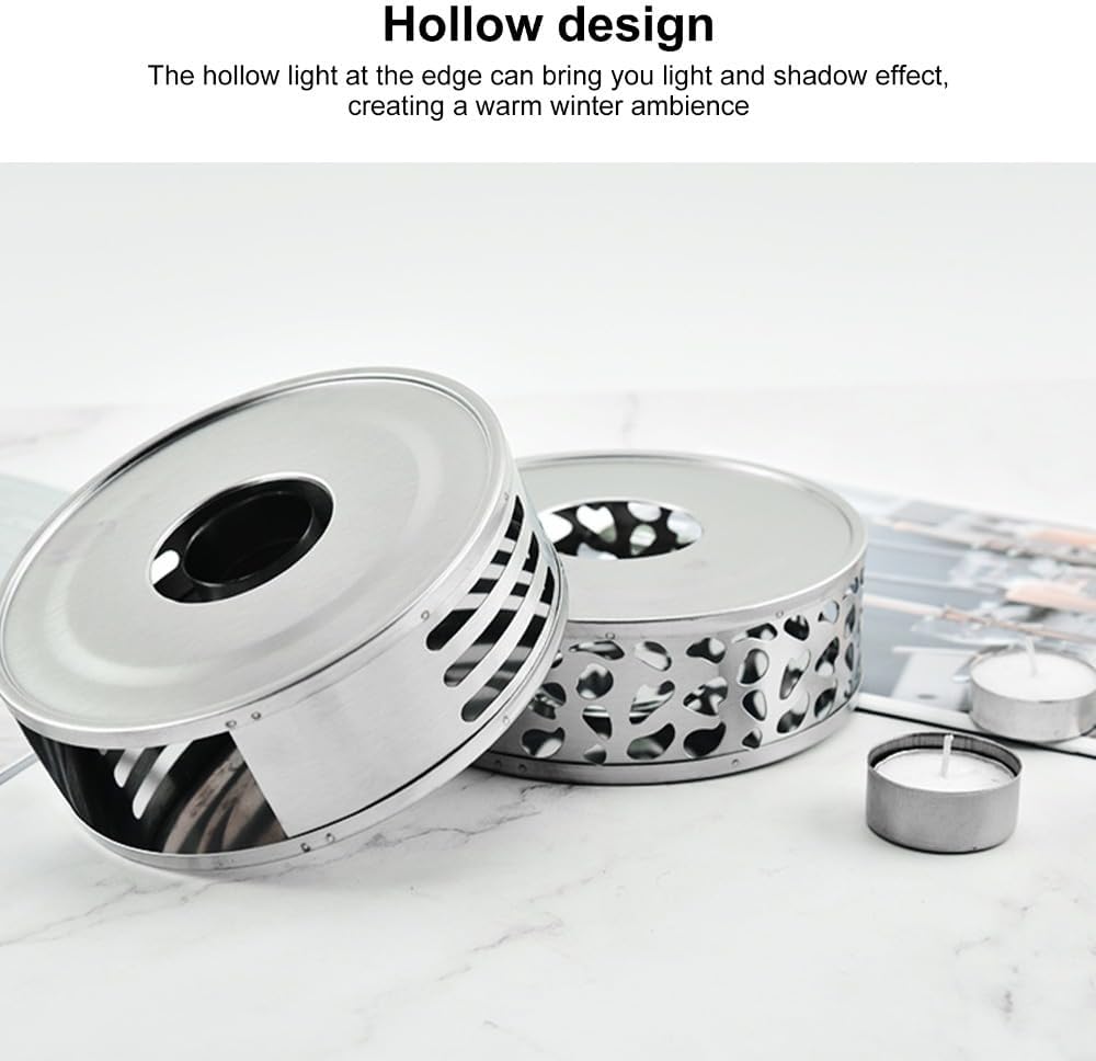 Silver Stainless Steel Tea Warmer Candle Heater Ventilation Hole Teapot Heater Coffee Heating Accessories(Transverse Hole)