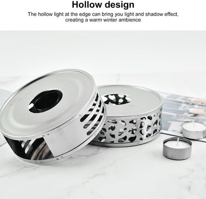 Silver Stainless Steel Tea Warmer Candle Heater Ventilation Hole Teapot Heater Coffee Heating Accessories(Transverse Hole)