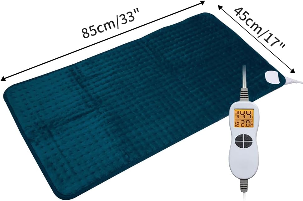 Ambershine 19''x24'' Weighted Neck & Shoulder Heating Pad, 2.5lbs with 12 Temperature Settings& 4 Auto-Off Timers, Pain Relief for Neck/Shoulder/Back(Gray&Blue)
