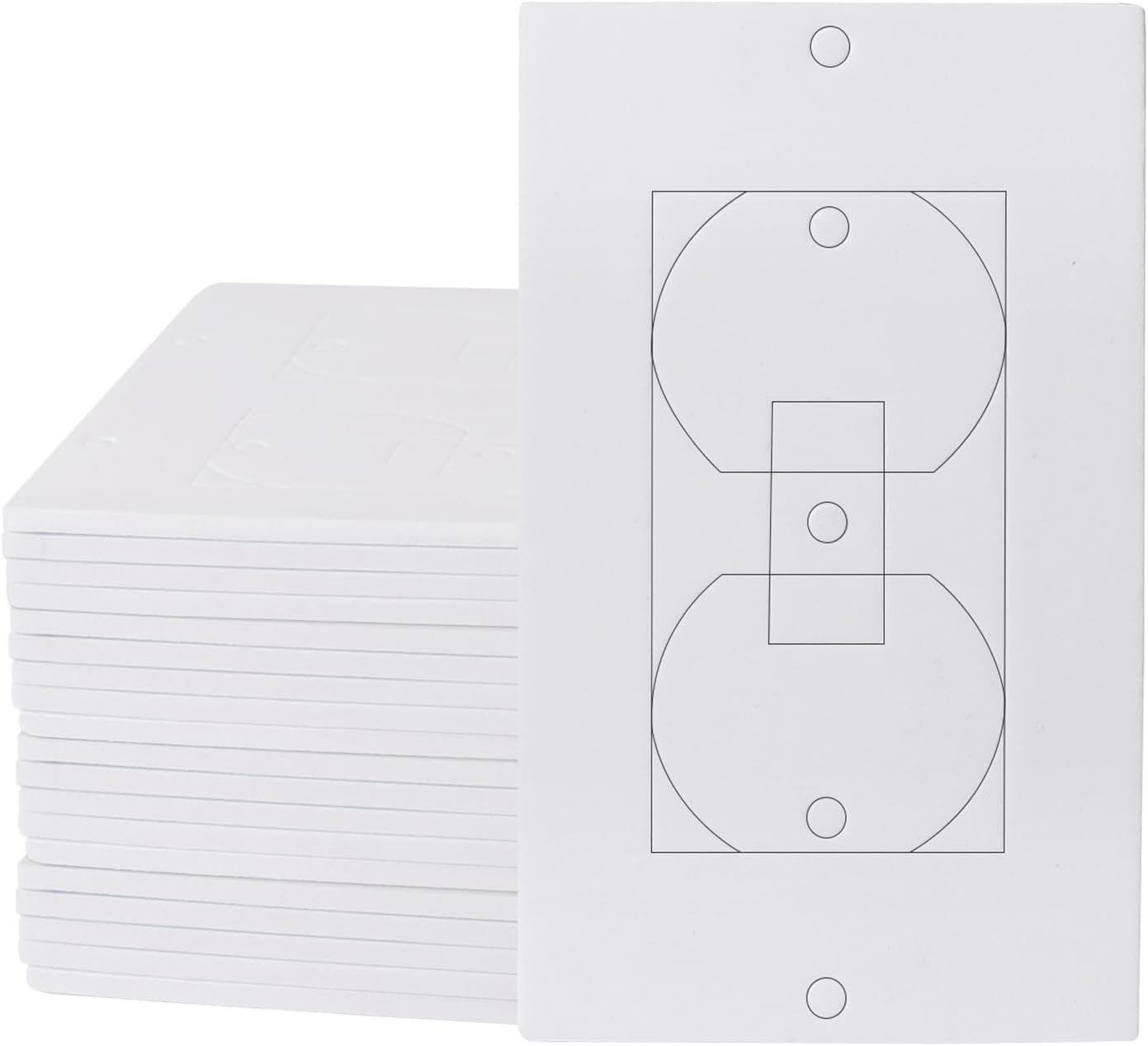 Outlet Insulators Draft Sealers - 4 Sizes EVA Foam Socket Insulation Gaskets | Universal Electric Switch Wall Plate Covers for Energy Saving, Draft Blocking (White, Single 20 Pack)