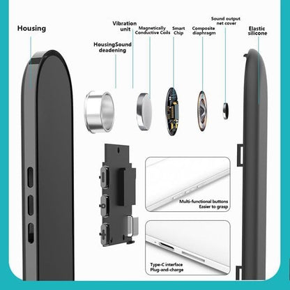 Bone Conduction Under Pillow Sleep Speaker, Ultra-Thin Bluetooth 5.3 Bedside Speaker, TF Card Slot, Auto-Off Timer, Private Audio for Side Sleepers & Light Sleepers (C807-Black)