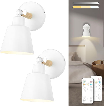 Black Battery Operated Wall Sconce Set of Two, Easy to Install Wireless Lights for Wall, Remote Control Dimmable LED Lights, Auto Timer Wall Lamp Fixtures for Bedroom, Gallery, Living Room, RV