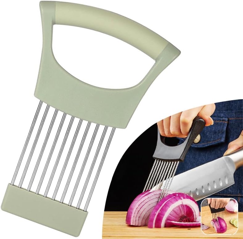 Onion Holder for Slicing, Lemon Slicer Cutter, Food Vegetable Chopper Assistant Tool for Meat, Potato and Tomato (Red, 1PCS)