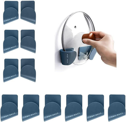 6 Pairs of Wall Mount Pot Lid Organizer, Adjustable Cabinet Door Pan Lid Organizer, Pot Lid Holder Hangers for Kitchen Wall Mount (Black)