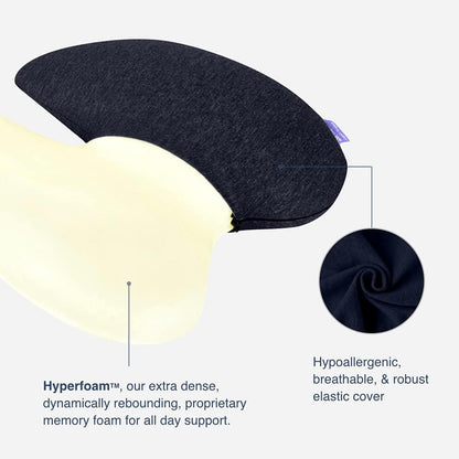 C CUSHION LAB Extra Dense Lumbar Pillow - Patented Ergonomic Multi-Region Firm Back Support for Lower Back Pain Relief - Lumbar Support Cushion with Strap for Office Chair, Car, Sofa, Plane - Grey