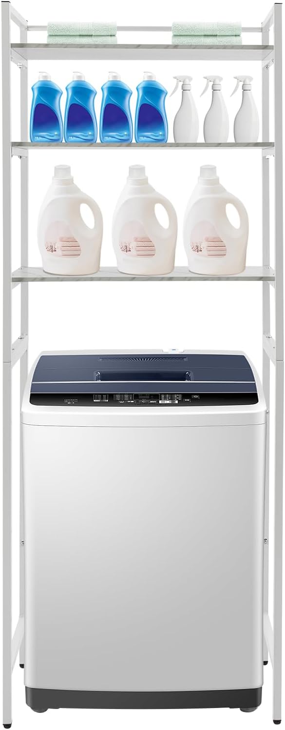 Laundry Room Organizer, Over The Washer And Dryer Storage Shelf 33lb, White