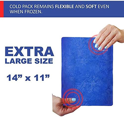Reusable Ice Packs for Injuries – 14 x 11 Flexible Gel Ice Pack for Knee, Back, Shoulder Pain Relief, Soft Cold Compress for Swelling, Hot & Cold Therapy