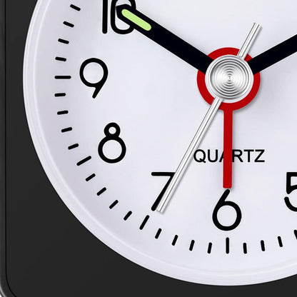 Travel Analog Alarm Clock, 2.25 inch, Ultra Small Clock with Snooze and Light Function, Super Silent Non Ticking, Battery Operated, Easy Setting