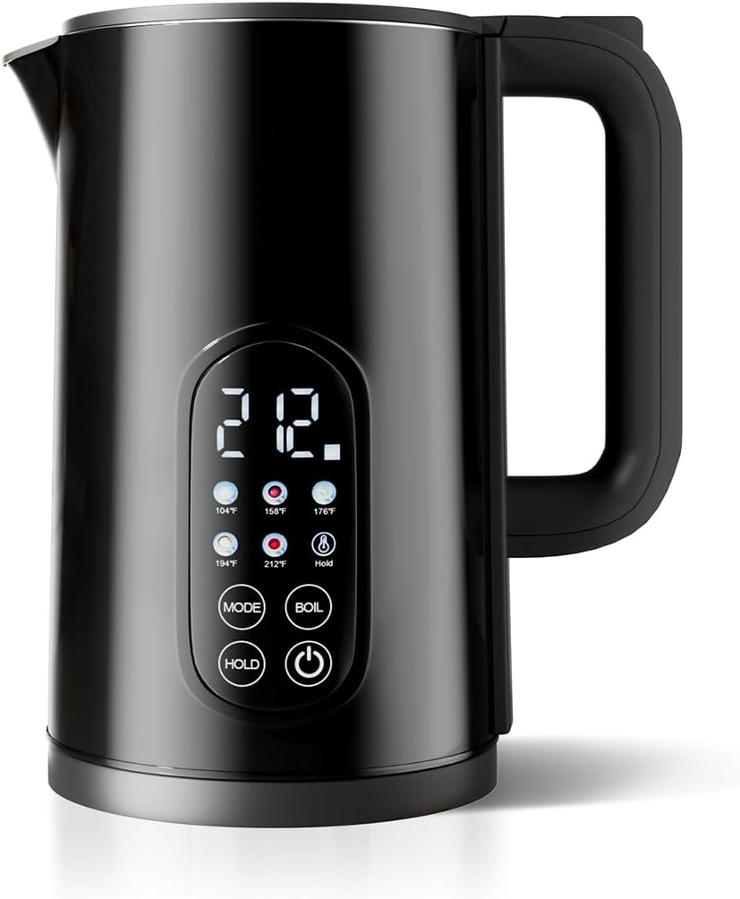 1.7L Stainless Steel Electric Kettle with Temperature Control–Black