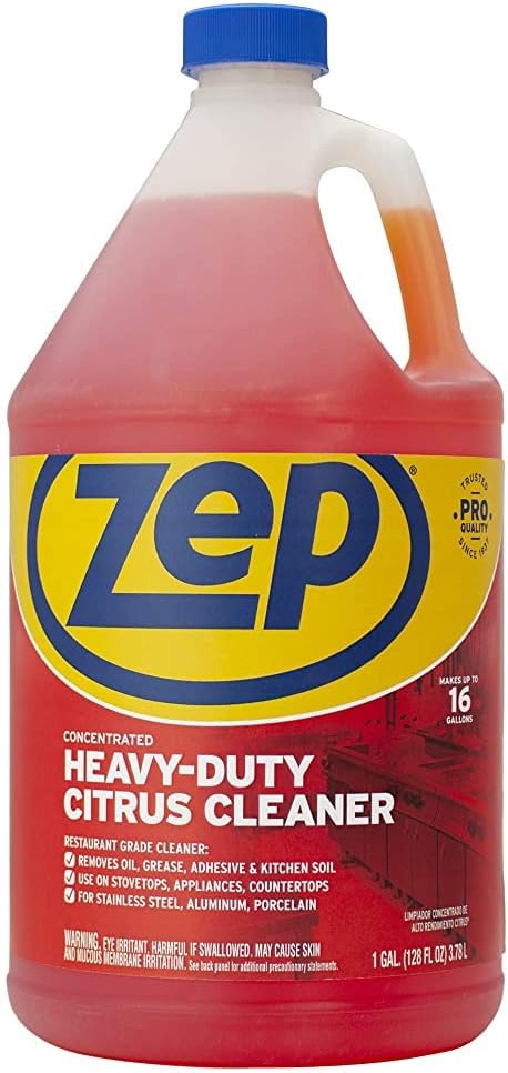 Zep Heavy-Duty Citrus Degreaser Cleaner Concentrate - 1 Gallon (1 Unit) ZUCIT128 - Restaurant Grade Degreaser and Cleaner Removes Oil, Grease, Adhesive, and Kitchen Soil