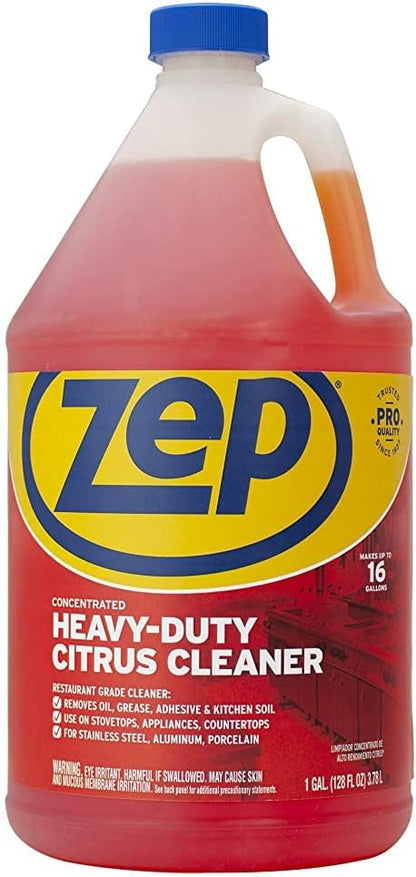 Zep Heavy-Duty Citrus Degreaser Cleaner Concentrate - 1 Gallon (1 Unit) ZUCIT128 - Restaurant Grade Degreaser and Cleaner Removes Oil, Grease, Adhesive, and Kitchen Soil