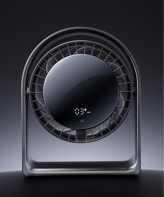 2026 Quiet USB Desk Fan,4 Speeds, 120°Tilt, table Fan for bed & Office | Air Circulator Mini Fan Bedroom,Translucent Black, Portable Smart Display Fan,Low Noise,7 Blades,Cool Room In 3 Mins