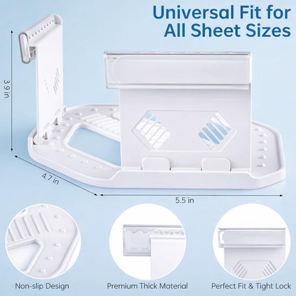 Bed Sheet Holders for Corners, Upgrade Bed Sheet Grippers Locks, 4PCS Fitted Sheet Holder Keep Sheets Firm & Tight, Non-Slip Sheet Clips for Fitted Sheets, Fit All Mattress Easy Install