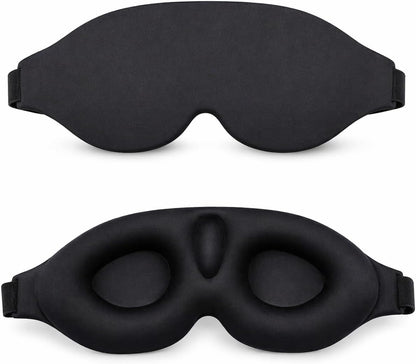 3D Sleep Mask for Side Sleepers, Blackout Eye Mask for Sleeping Women & Men, Zero Pressure Eye Cups, CPAP Friendly, Soft Adjustable Light Blocking Mask (Black)