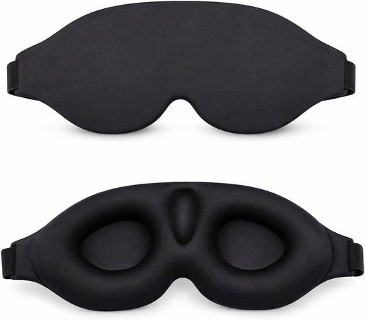 3D Sleep Mask for Side Sleepers, Blackout Eye Mask for Sleeping Women & Men, Zero Pressure Eye Cups, CPAP Friendly, Soft Adjustable Light Blocking Mask (Black)