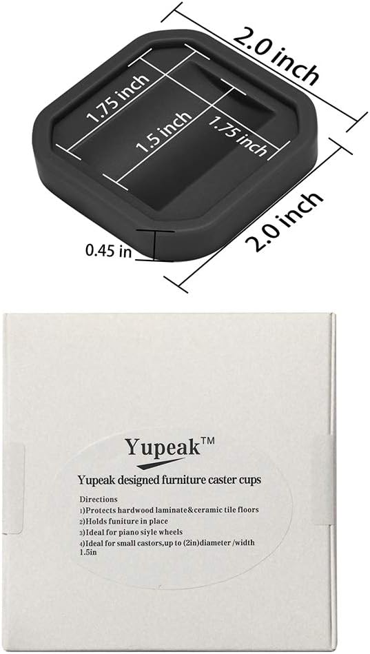 Furniture Wheel Caster Cups/Floor Protectors, Silicone Non-Slip Caster Cups is Deal for Furniture Small Wheels/Furniture Leg and Prevents Scratches 1.75x1.75(4PACK(Black)