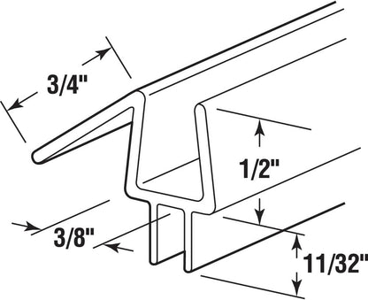 Prime-Line M 6258 Frameless Shower Door Bottom Seal for 3/8 In. Thick Glass Doors – Stop Shower Leaks and Create a Water Barrier, 36 In., Clear Vinyl (Single Pack)