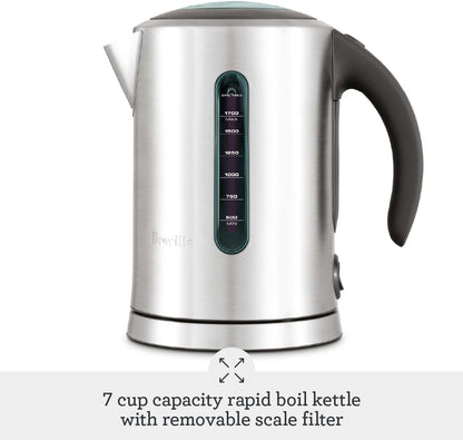 Breville BKE700BSS Soft Top Pure Hot Water Kettle, Brushed Stainless Steel | Quickly heat water for tea, coffee and instant meals with electric kettle featuring a soft-opening lid | 7 cup capacity